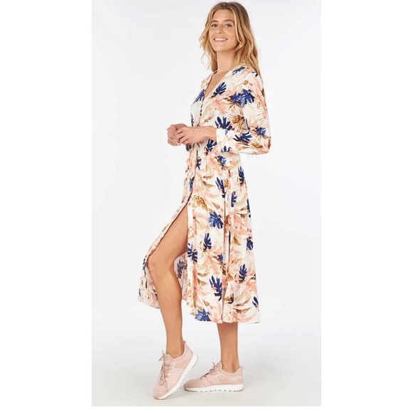 Rip Curl Floral Maxi Dress - Blue and Orange - Picture 1 of 9